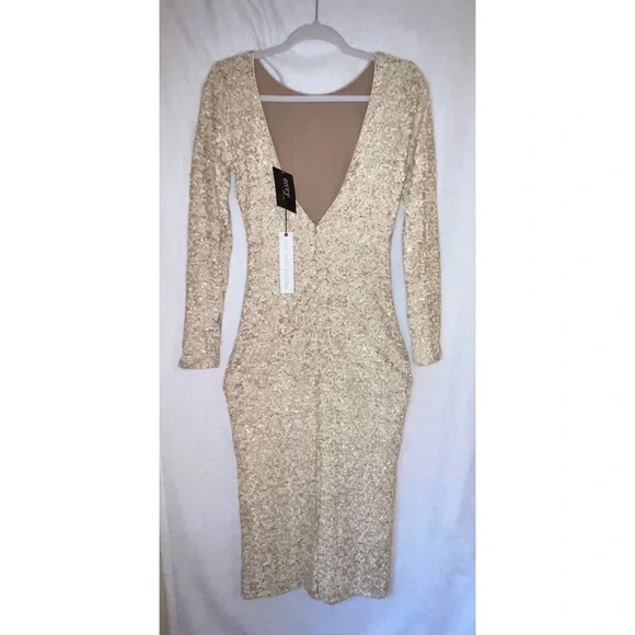 DRESS THE POPULATION Emery Sequin Scoop Back Dress - Picture 3 of 6